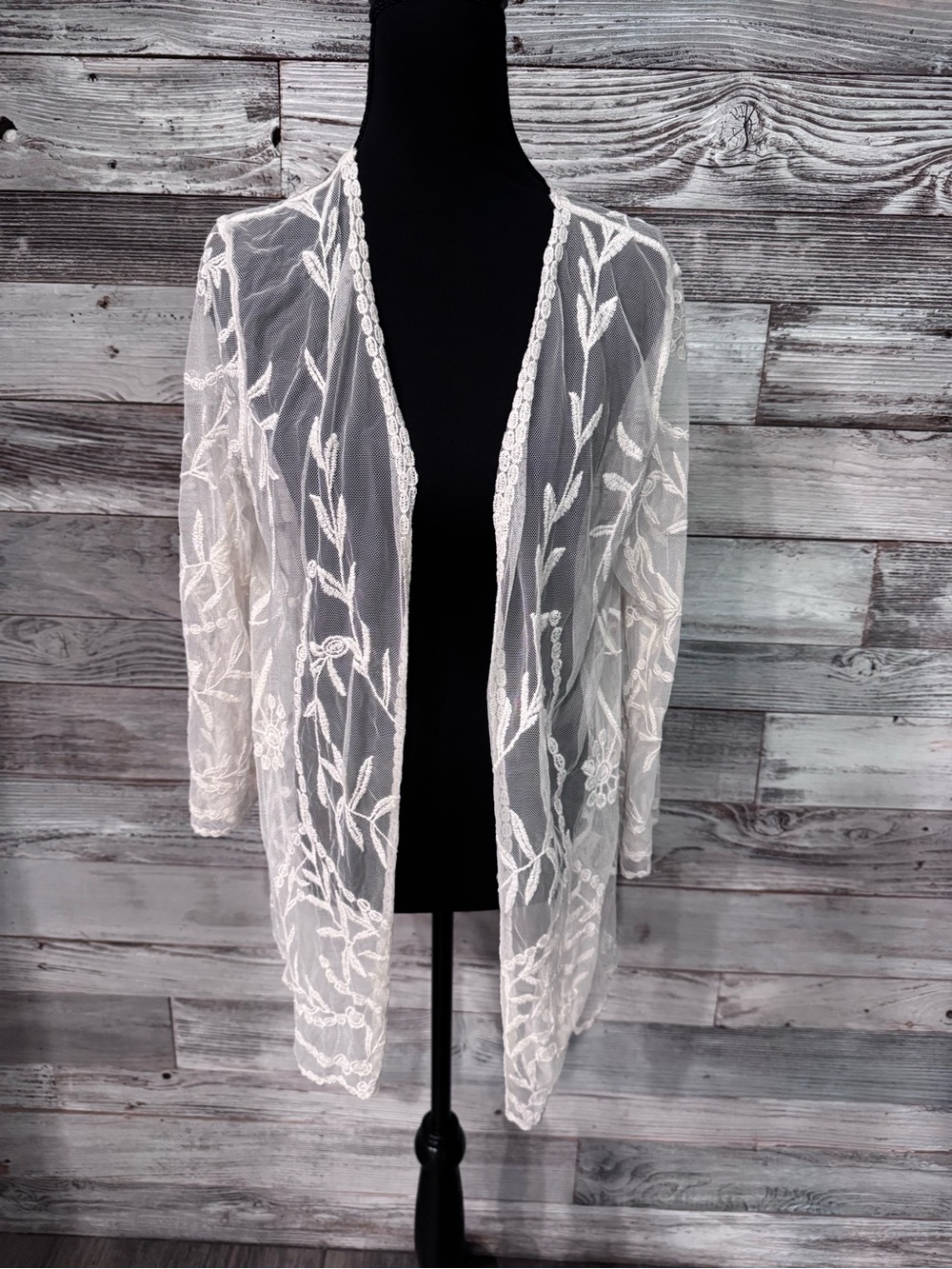 NWT NorthStyle Cream Sheer Lace Cardigan